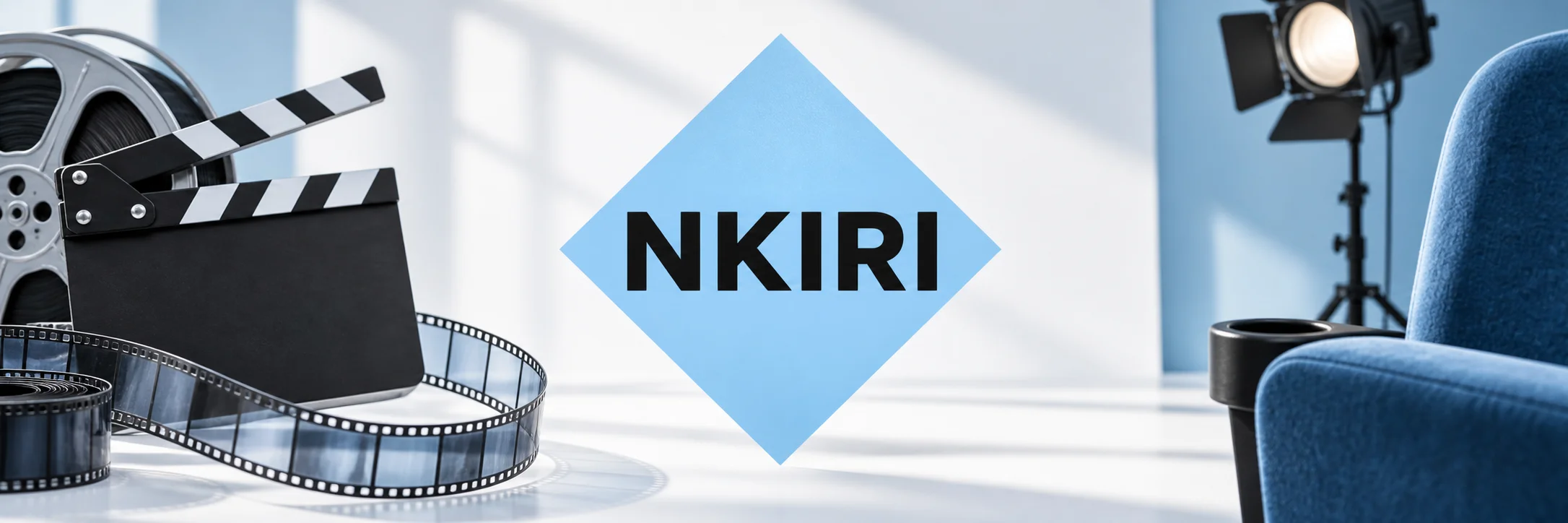 NKIRI blue diamond surrounded by film-studio equipment